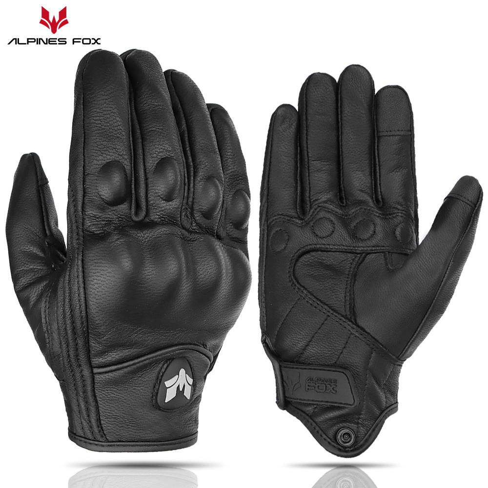Motorcycle Gear Fox - Guanti in pelle da moto retrò