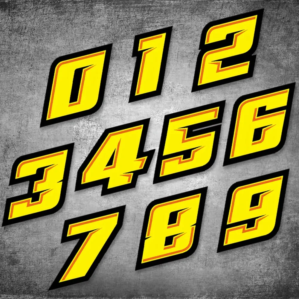 Motorcycle Gear Yellow - 0123456789 Numero giallo Auto Moto Adesivi
