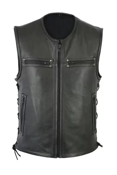 Motorcycle Gear Vest - Nuovo Gilet in Pelle a Collo