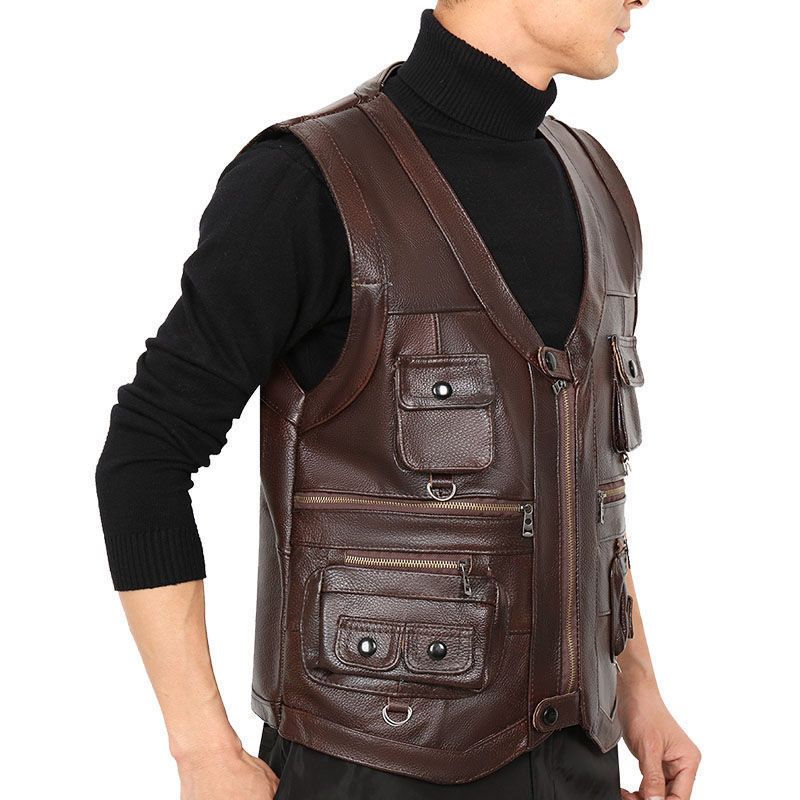 Gilet in vera pelle di vacchet - Motorcycle Gear Vest recensione e prezzo