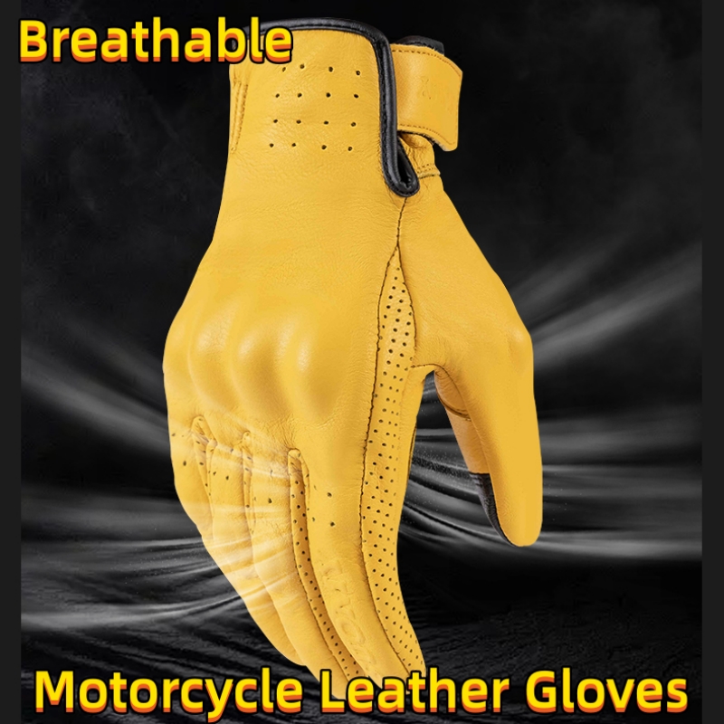 Guanti da Moto in Pelle Retrò  - Motorcycle Gear Yellow recensione e prezzo