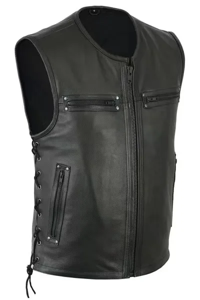 Nuovo Gilet in Pelle a Collo A - Motorcycle Gear Vest recensione e prezzo