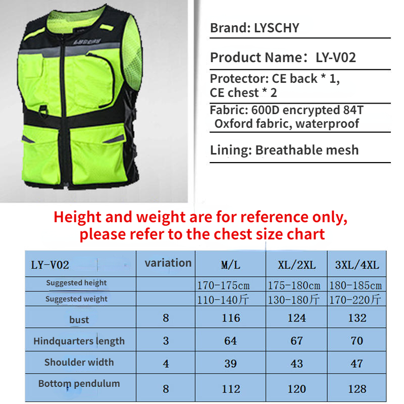LYSCHY Gilet Riflettente per M - Motorcycle Gear Vest recensione e prezzo